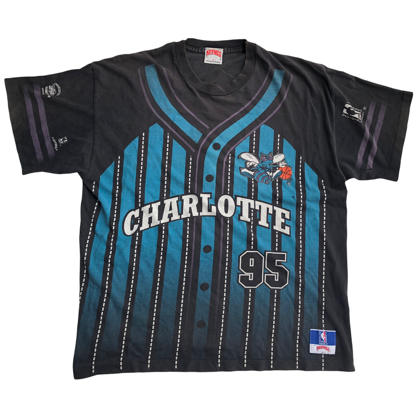 Charlotte Hornets Vintage Nutmeg Mills AOP Shirt