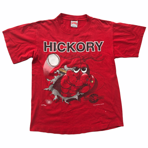 hickory crawdads vintage 90s shirt red